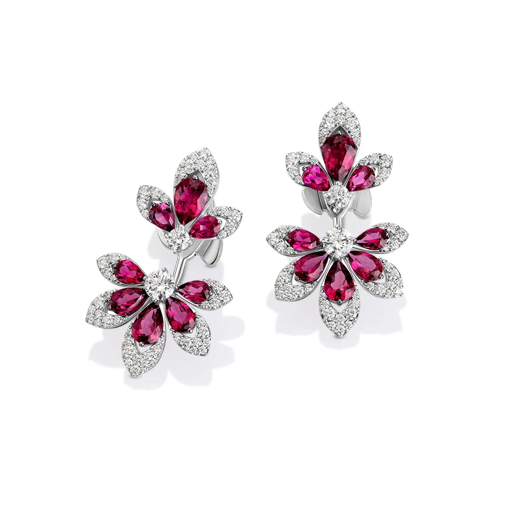 TIARĂ EARRINGS WITH RUBELLITE AND DIAMONDS