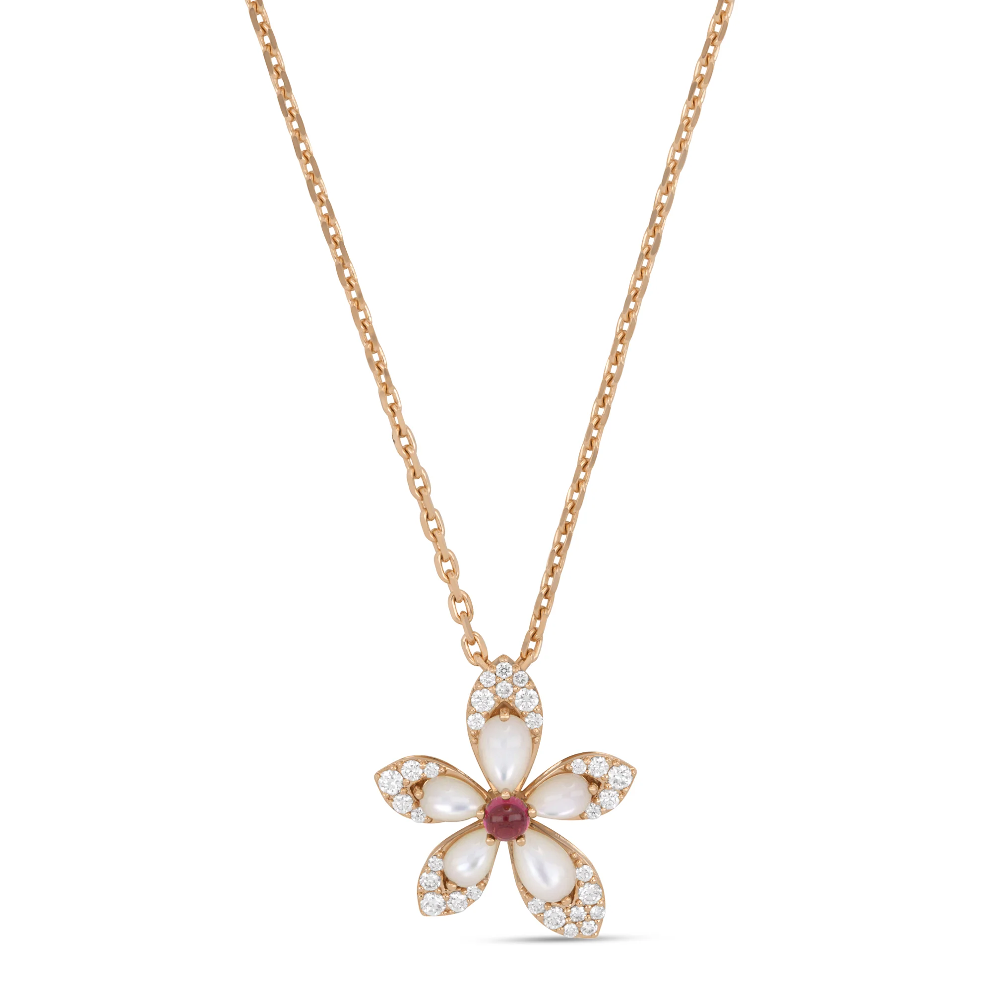 TIARÉ NECKLACE WITH MOTHER OF PEARL, RUBELLITE AND DIAMONDS