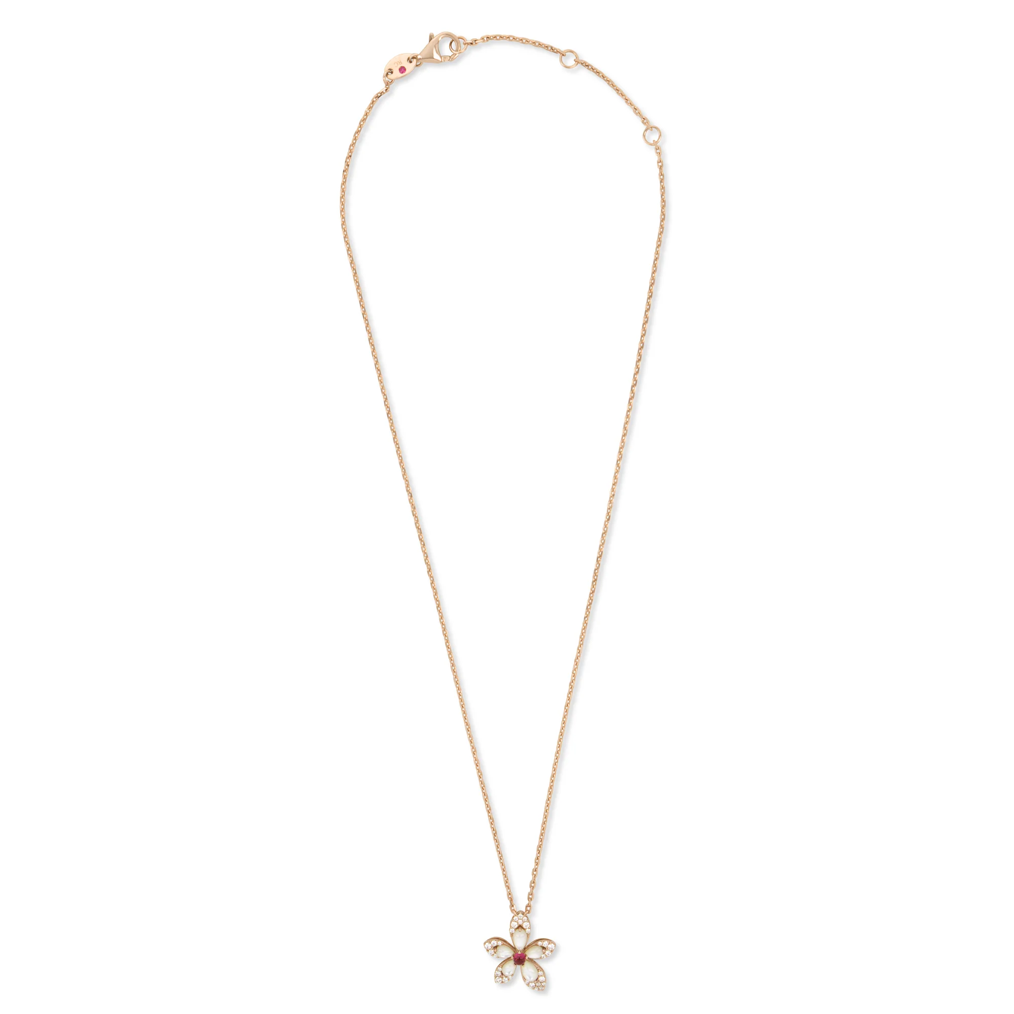 TIARÉ NECKLACE WITH MOTHER OF PEARL, RUBELLITE AND DIAMONDS - Image 2