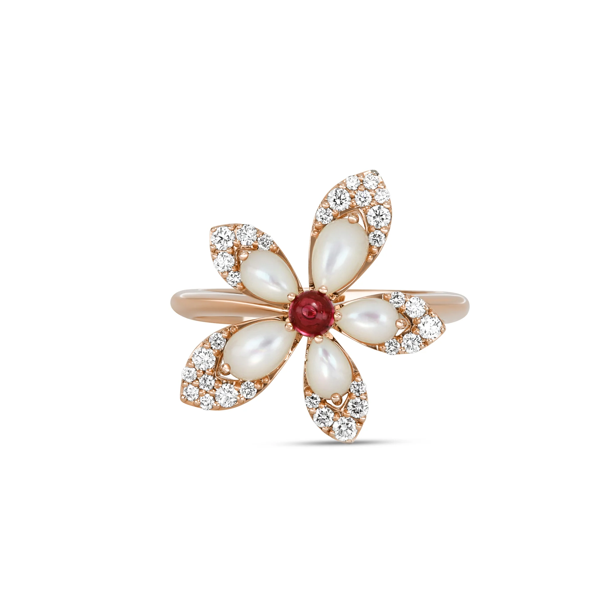 TIARĂ RING WITH MOTHER OF PEARL, RUBELLITE AND DIAMONDS - Image 2