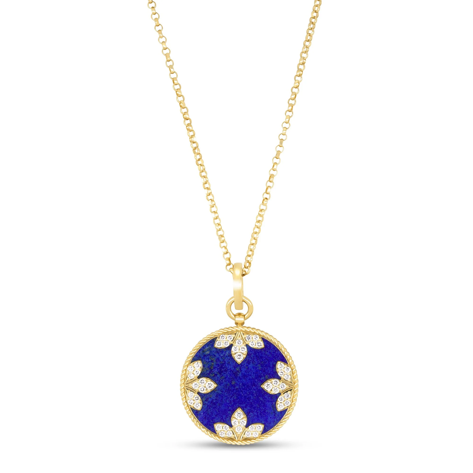 VENETIAN MEDALLIONS COLLAR WITH DIAMONDS AND LAPIS