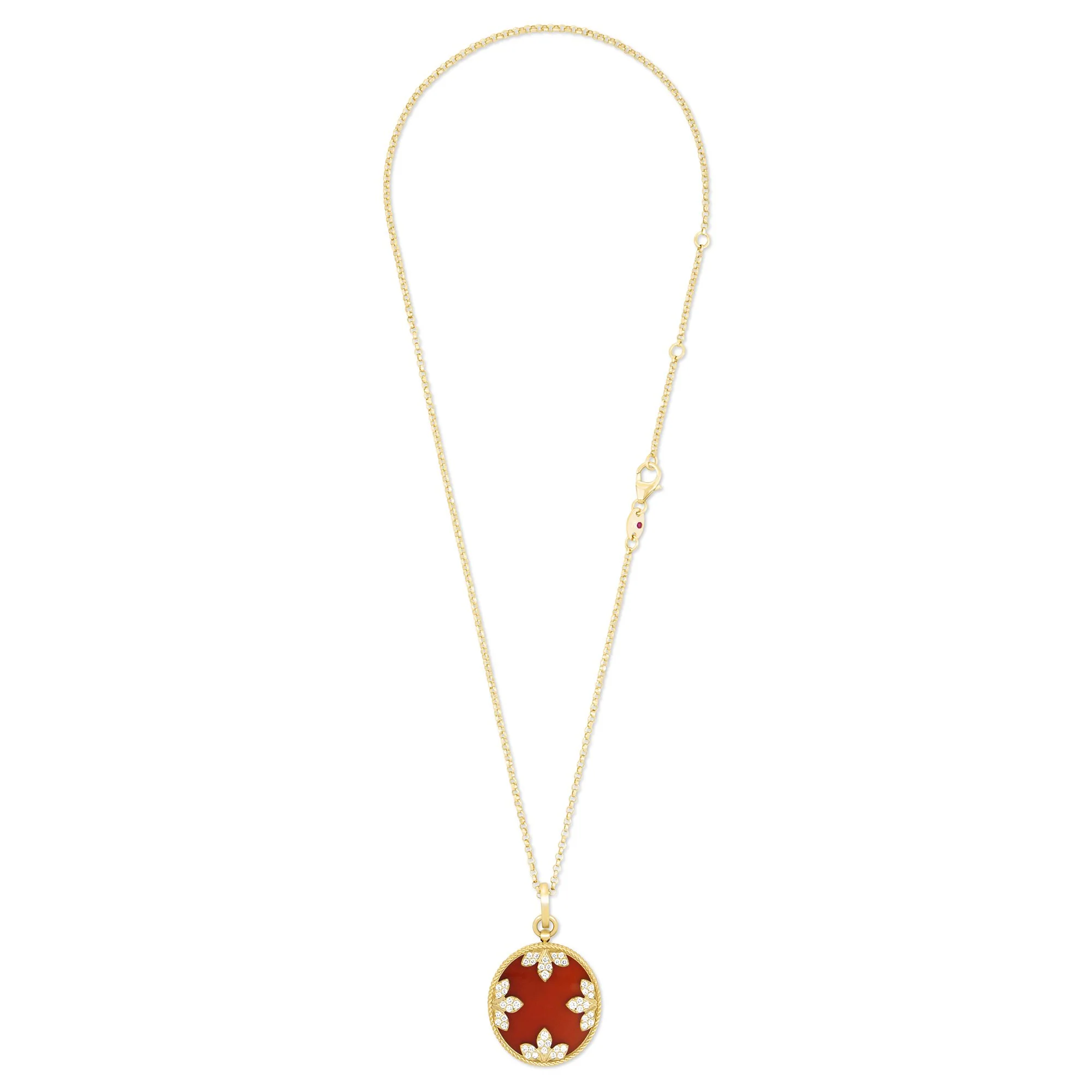 VENETIAN MEDALLIONS COLLAR WITH DIAMONDS AND RED AGATA - Image 2