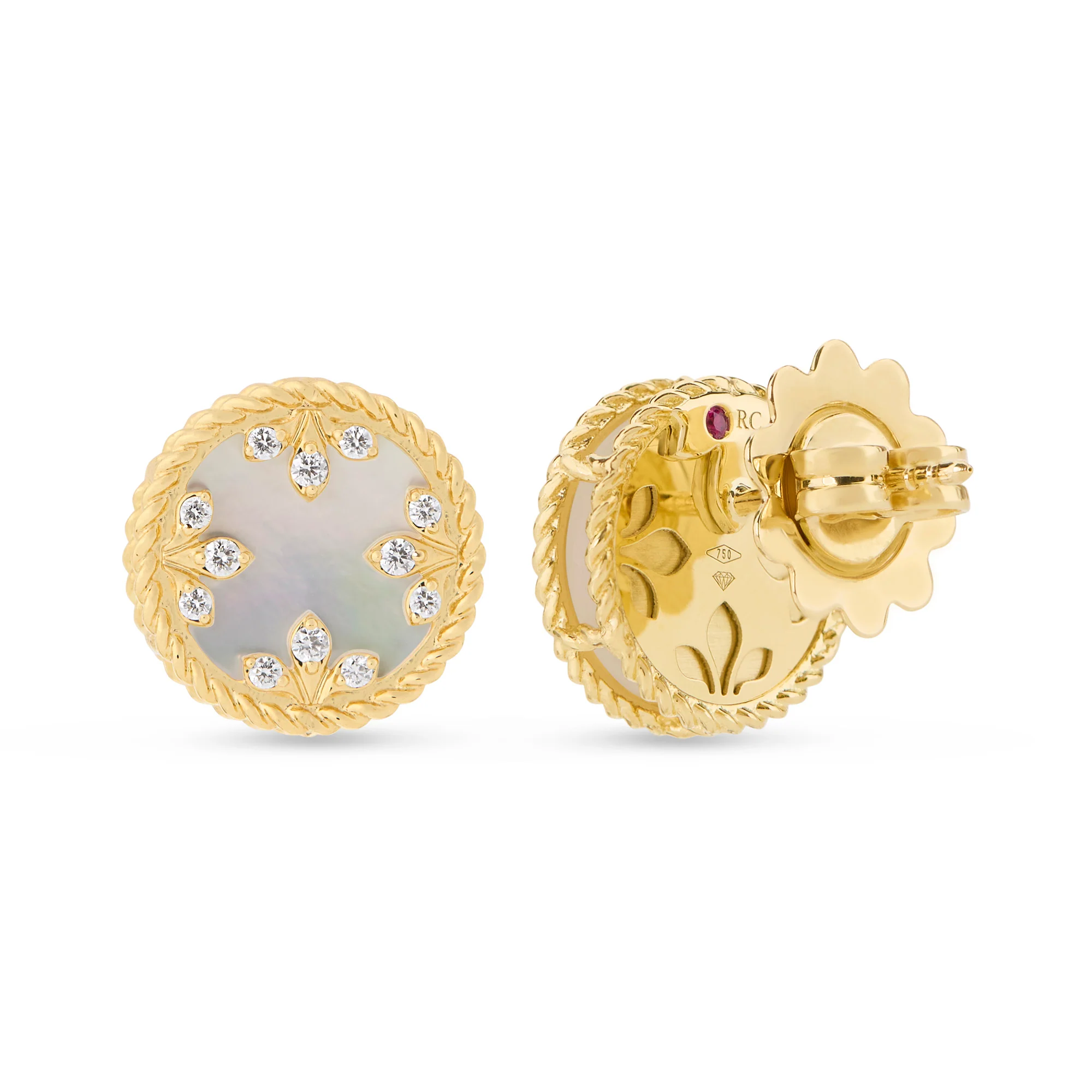 VENETIAN MEDALLIONS EARRINGS FOR CAROUSEL WITH DIAMONDS AND MOTHER OF PEARL - Image 2
