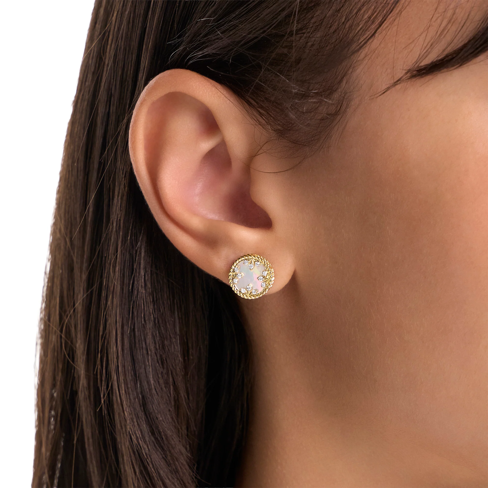 VENETIAN MEDALLIONS EARRINGS FOR CAROUSEL WITH DIAMONDS AND MOTHER OF PEARL - Image 3