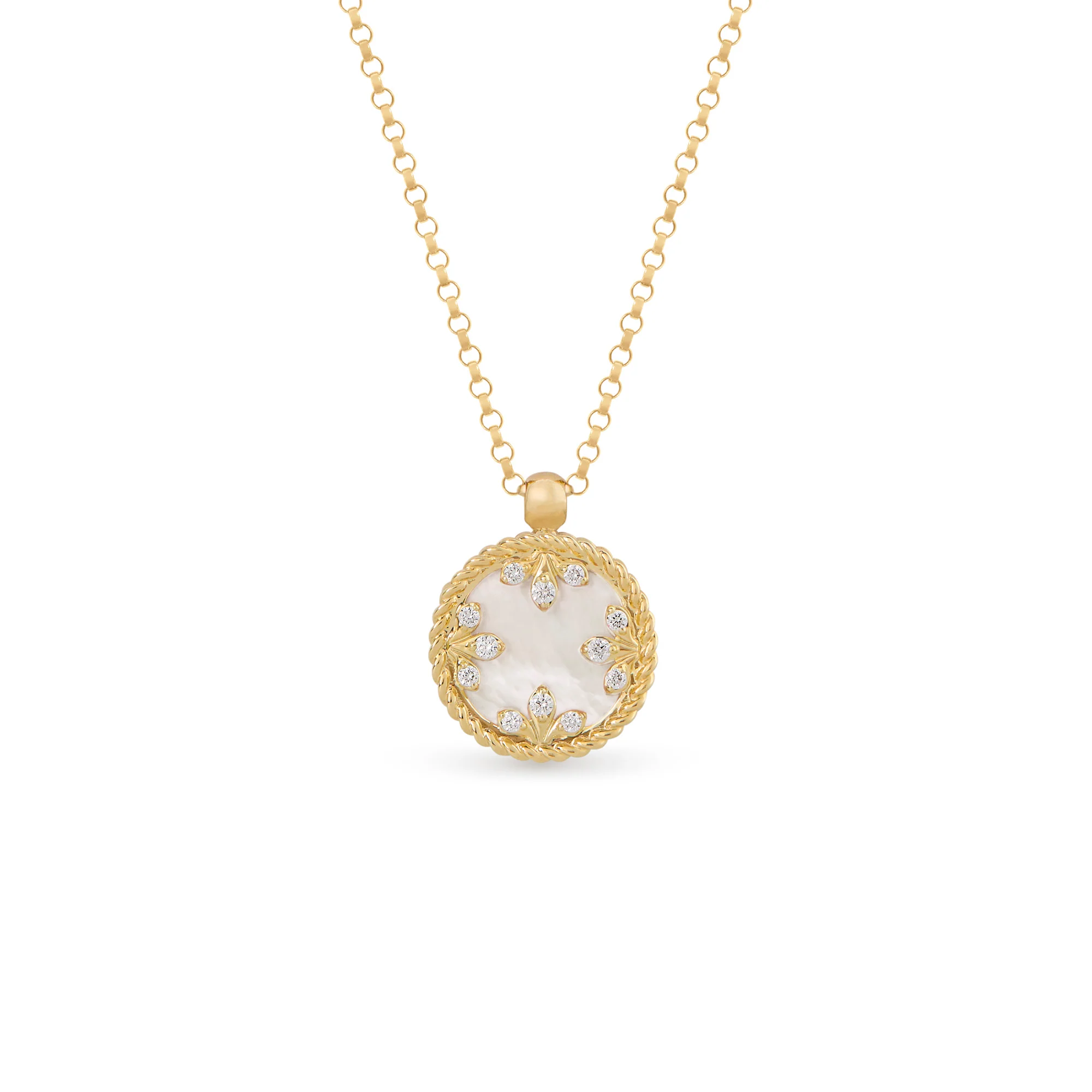 VENETIAN MEDALLIONS NECKLACE FOR CAROUSEL WITH DIAMONDS, MOTHER OF PEARL AND BLACK JADE