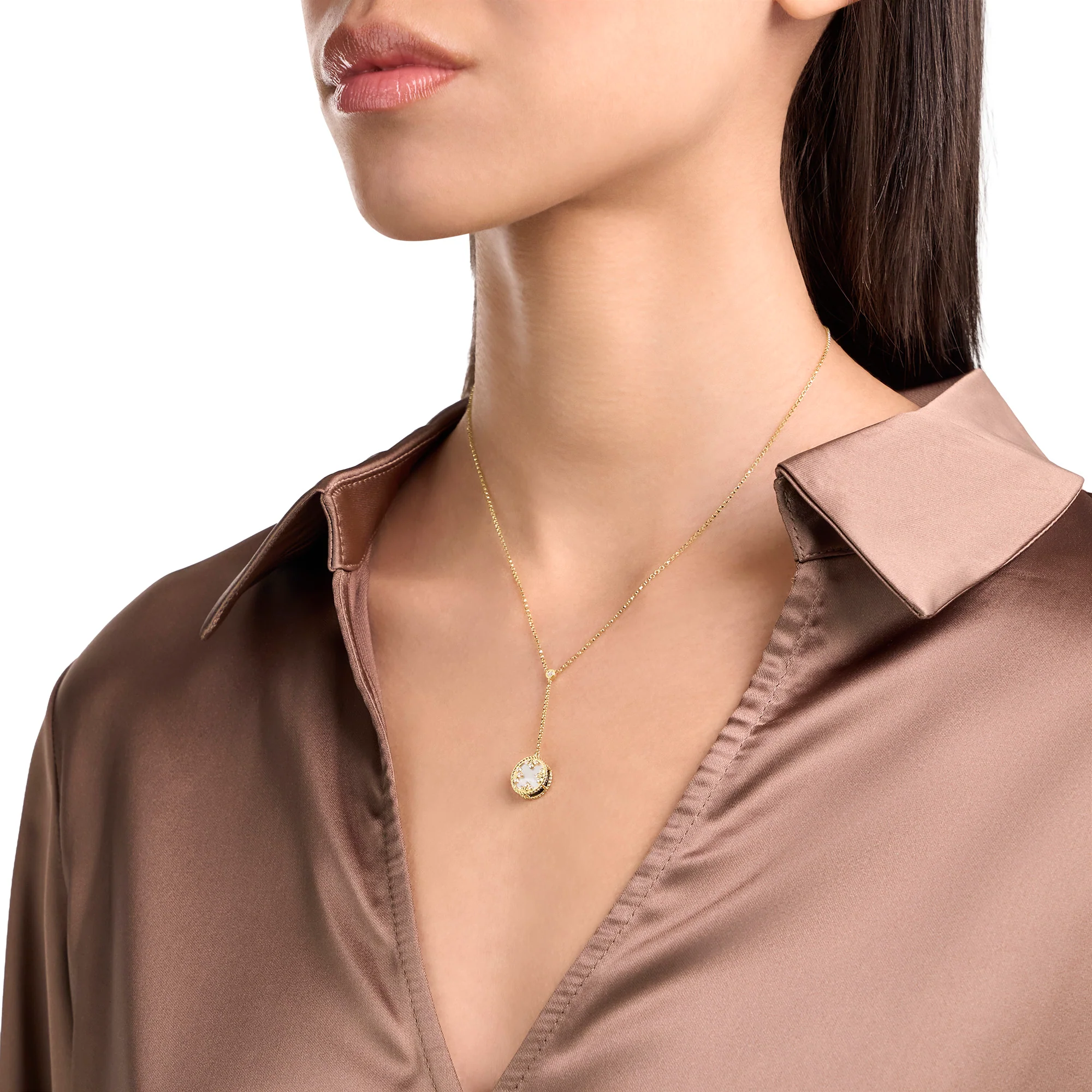VENETIAN MEDALLIONS NECKLACE FOR CAROUSEL WITH DIAMONDS, MOTHER OF PEARL AND BLACK JADE - Image 4