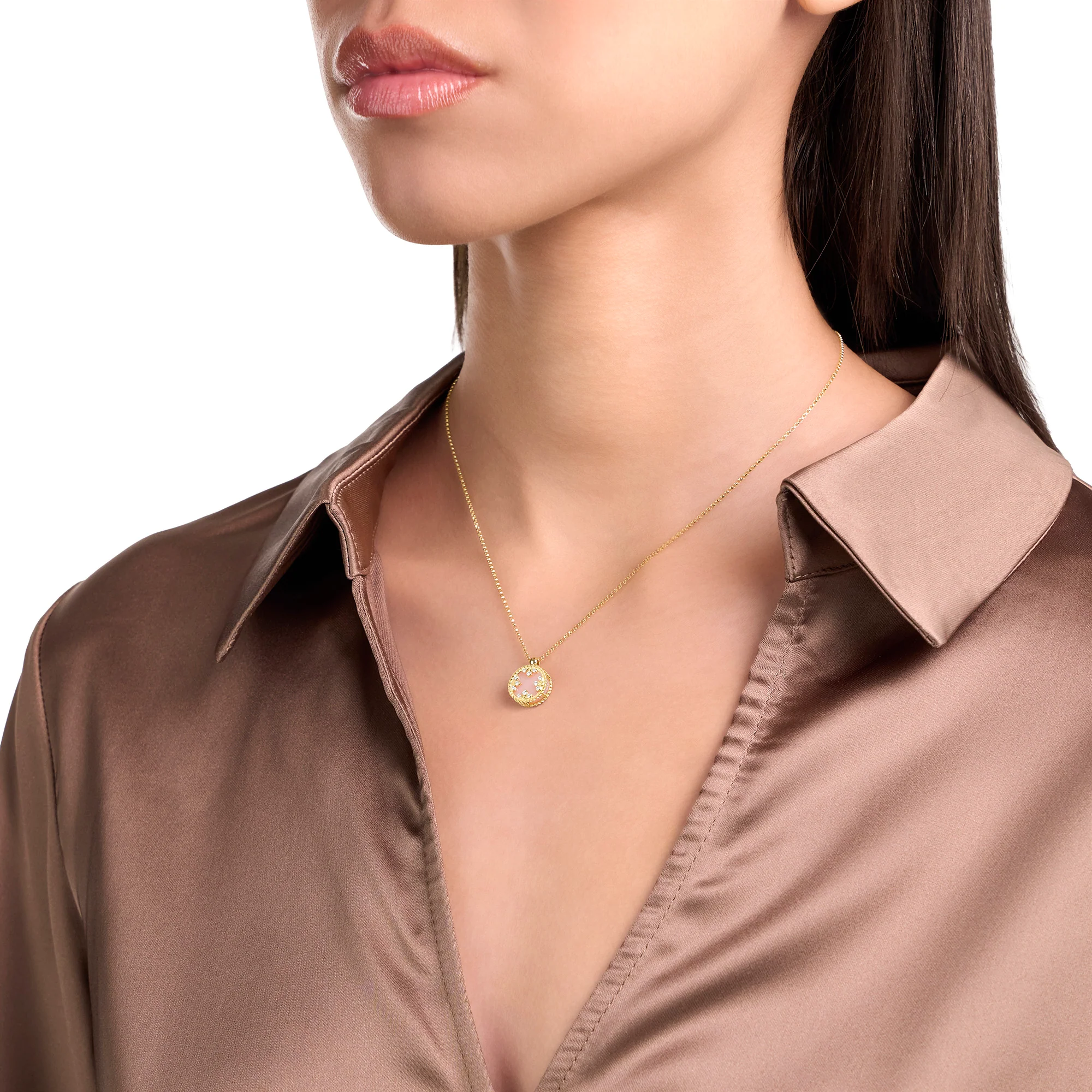 VENETIAN MEDALLIONS NECKLACE FOR CAROUSEL WITH DIAMONDS, OPAL AND MOTHER OF PEARL - Image 4