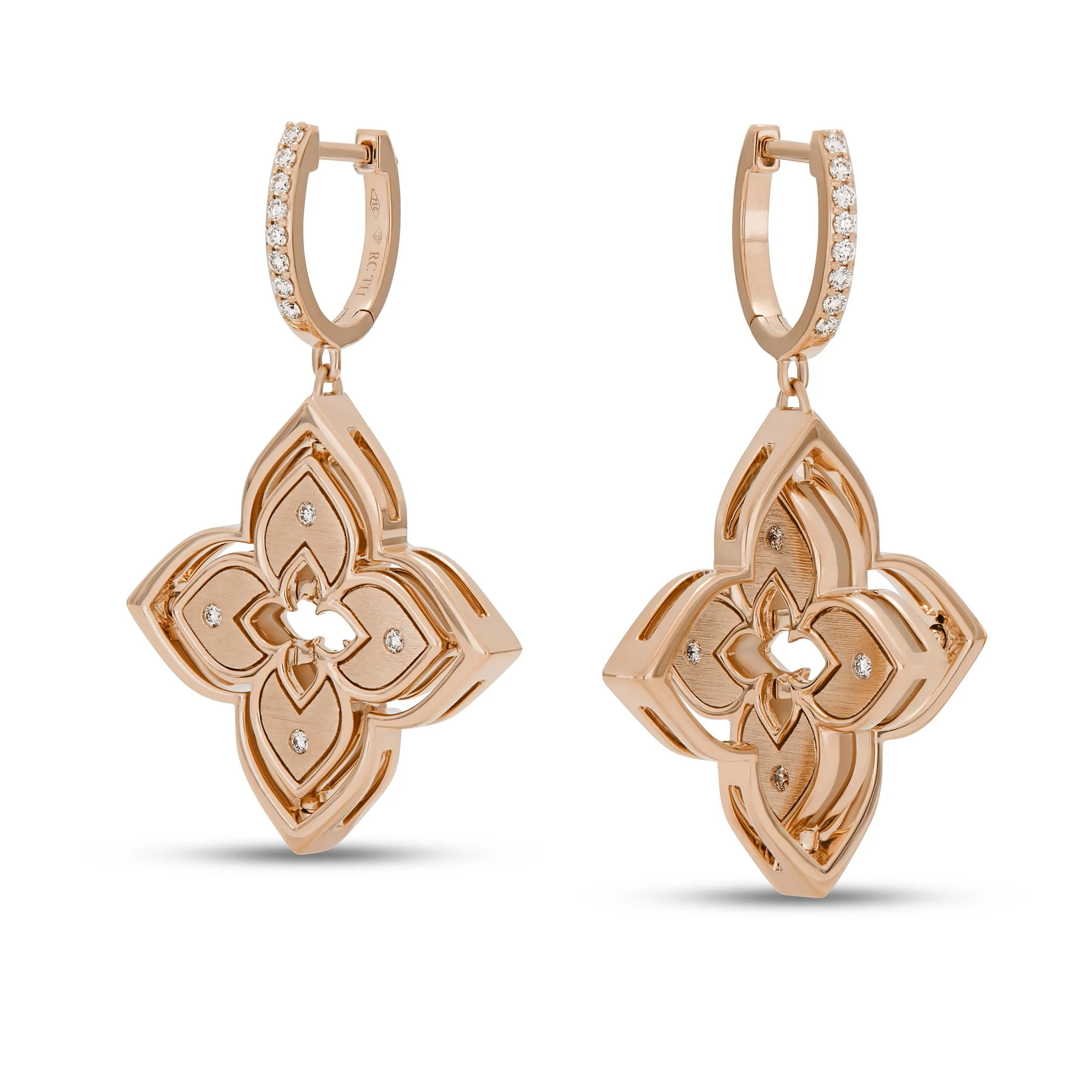 VENETIAN PRINCESS EARRINGS WITH DIAMONDS AND MOTHER OF PEARL - Image 2