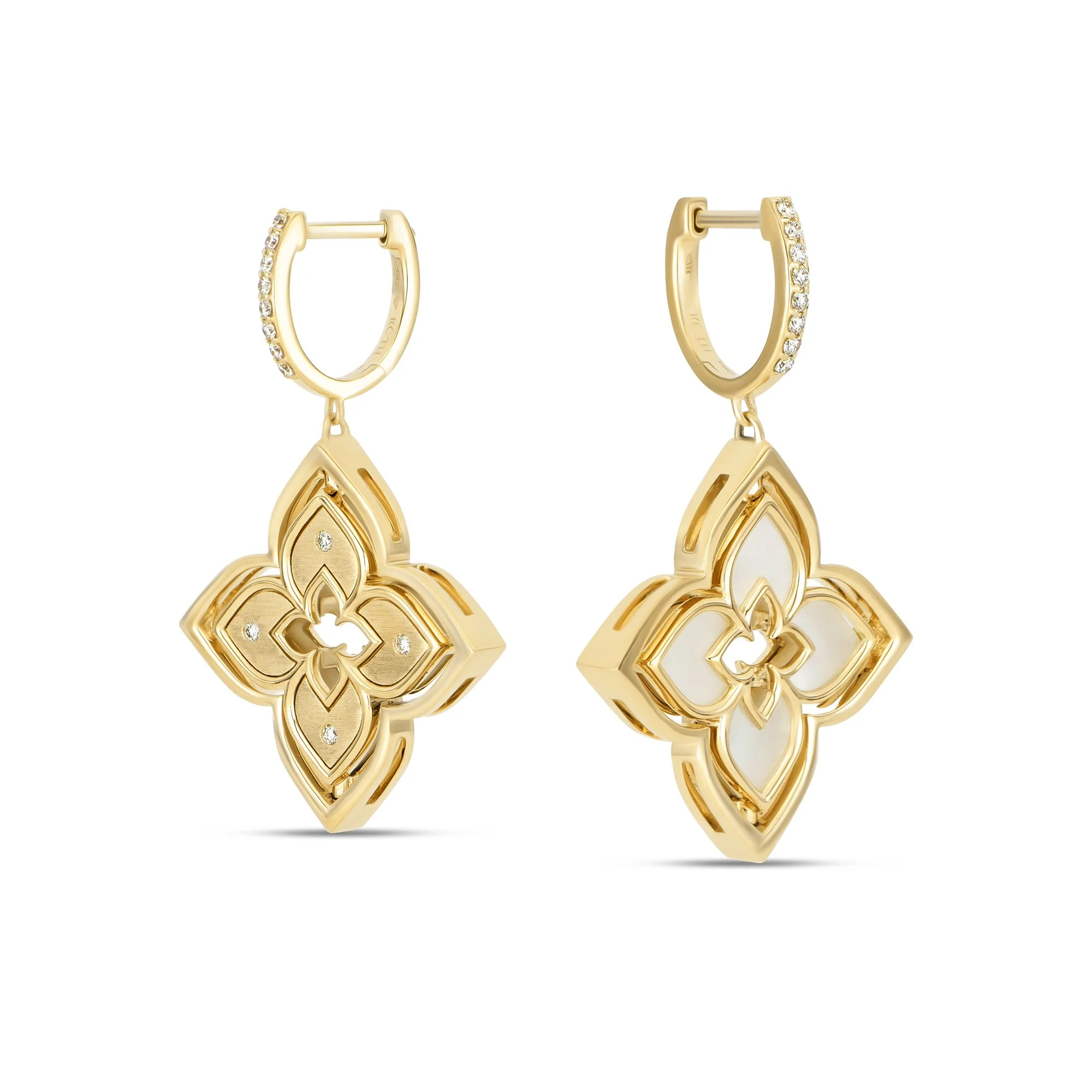 VENETIAN PRINCESS EARRINGS WITH DIAMONDS AND MOTHER OF PEARL - Image 4