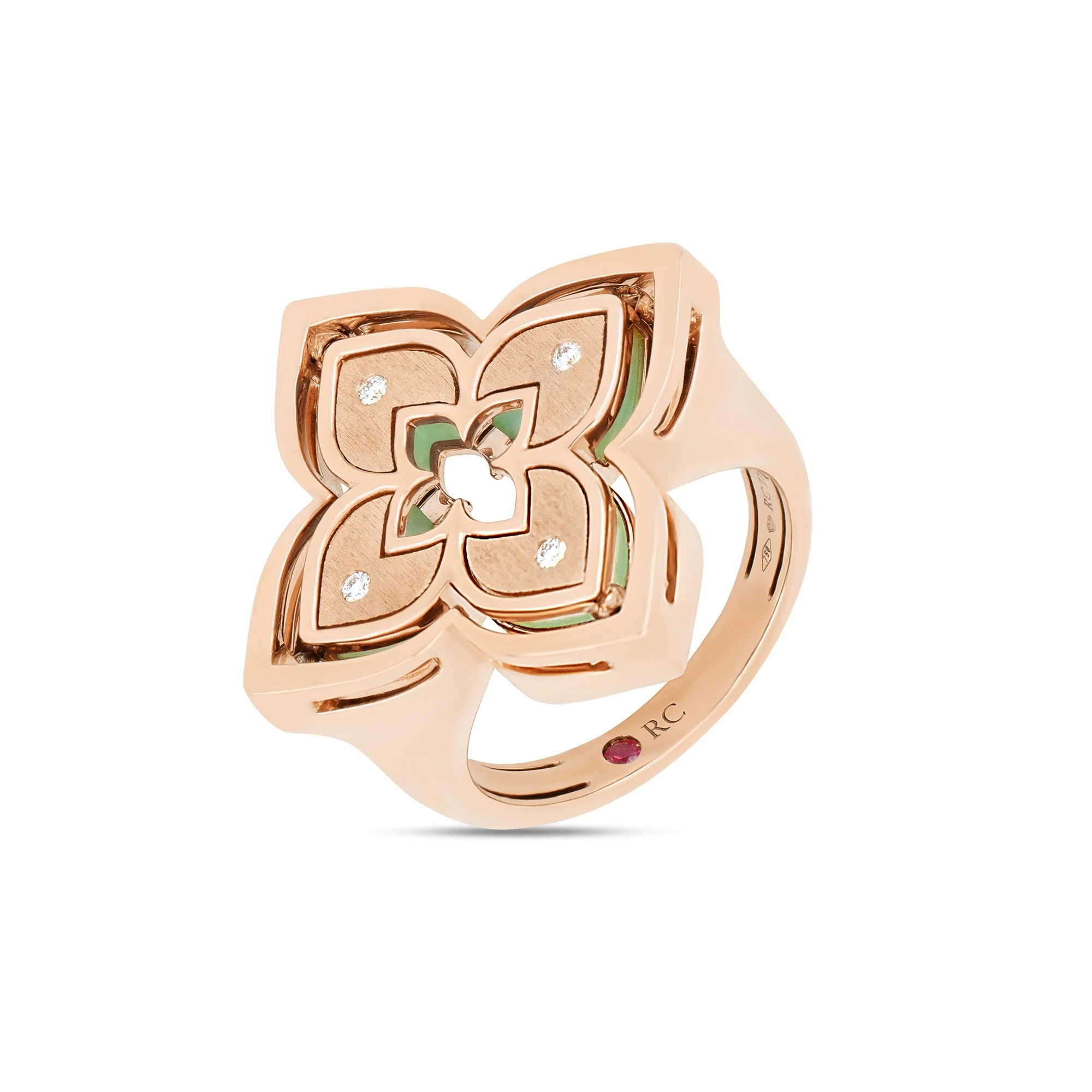 VENETIAN PRINCESS RING WITH DIAMONDS AND CHRYSOPHASE - Image 3